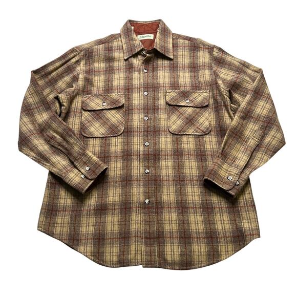 Vintage St. John’s Bay Wool Plaid Shirt Jacket Size Large 100% Virgin Wool boho - Picture 1 of 10